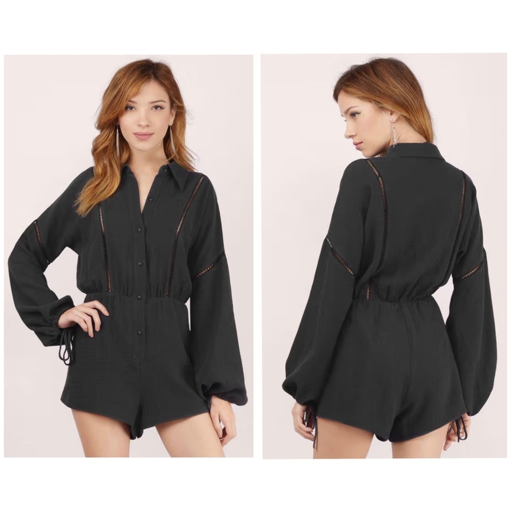 Stevie May The Johan Black Crepe Gauze Playsuit Romper